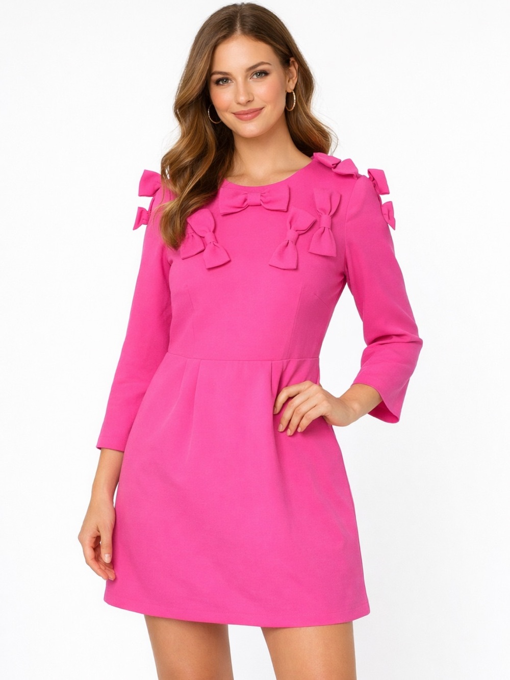 NWT Tuckernuck x Cameran Eubanks Hot Pink Bow Dress Long M Medium Pockets